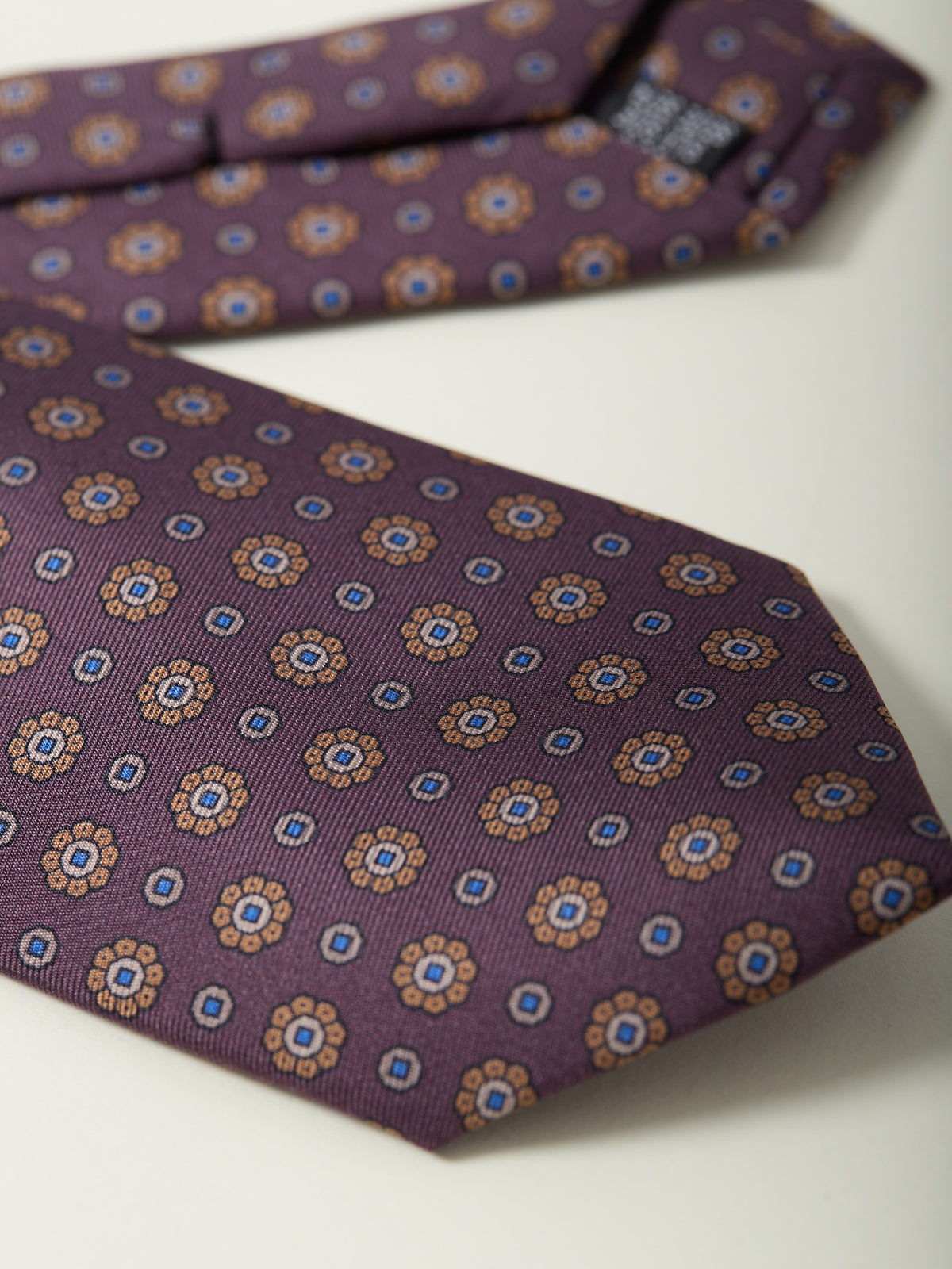 Floral Print Silk Tie Burgundy