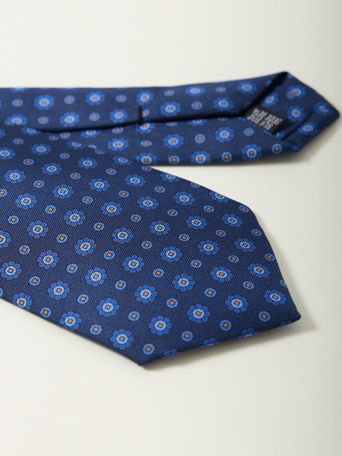 Floral Print Silk Tie Navy
