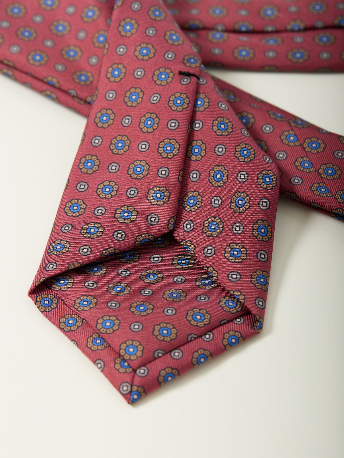 Floral Print Silk Tie Red