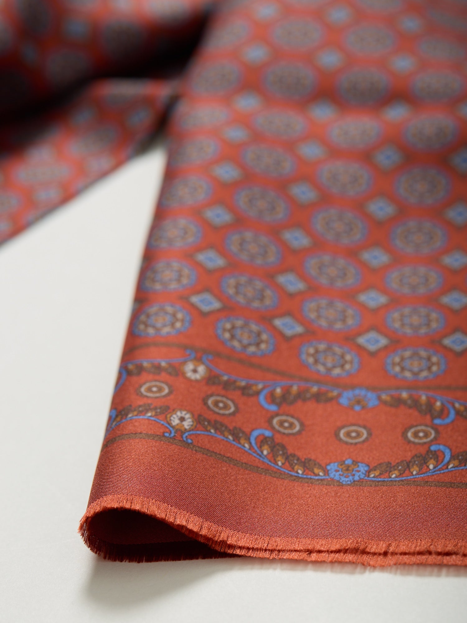 Medallion Print Silk Dress Scarf Orange
