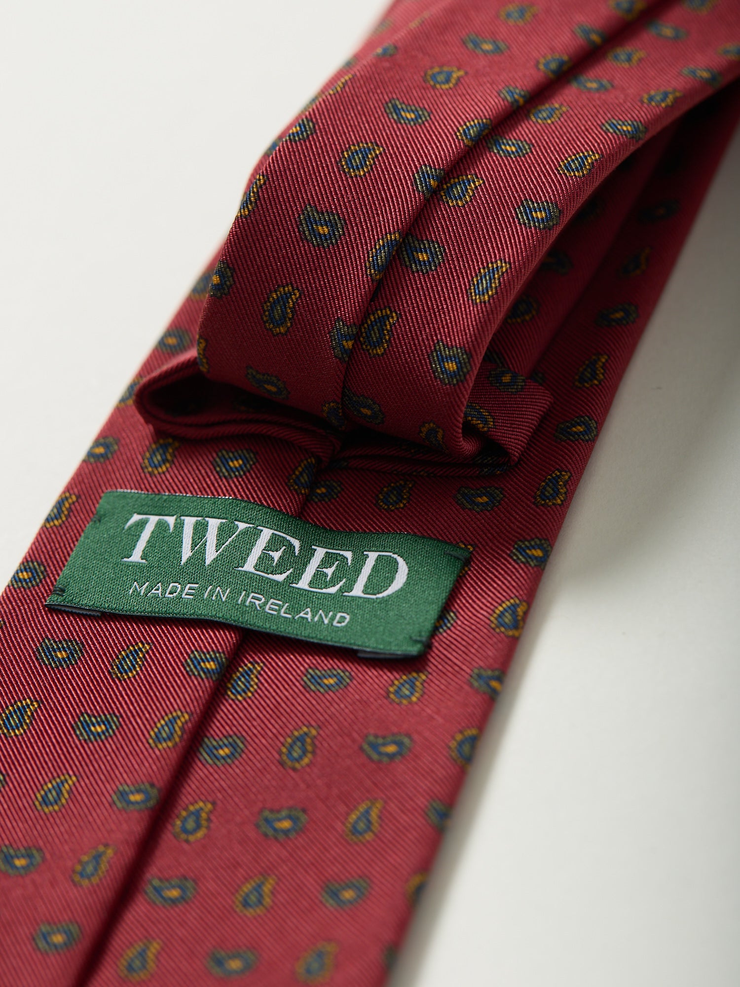Paisly Print Royal Irish Poplin Tie Red