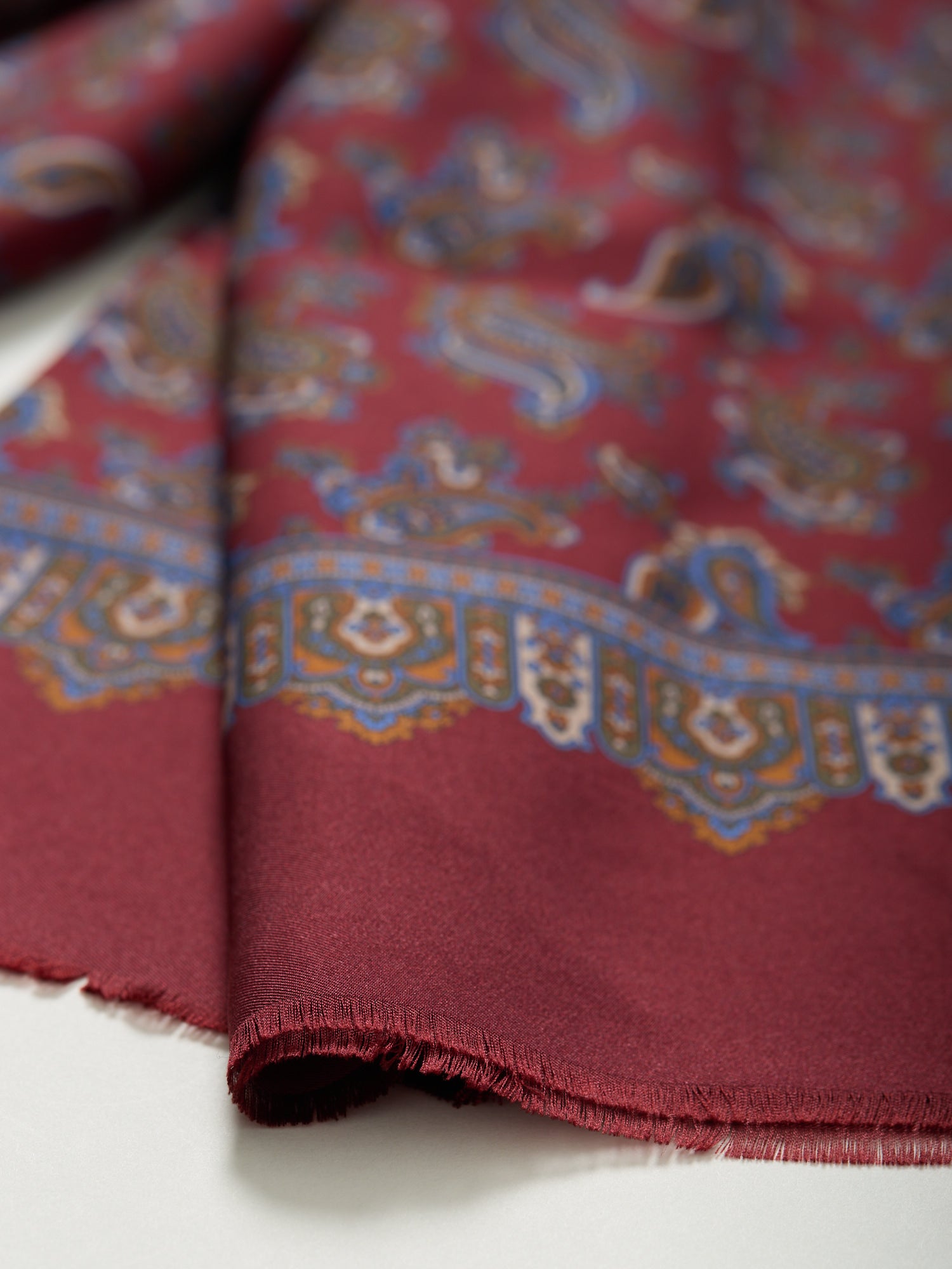Paisley Print Silk Dress Scarf Burgundy