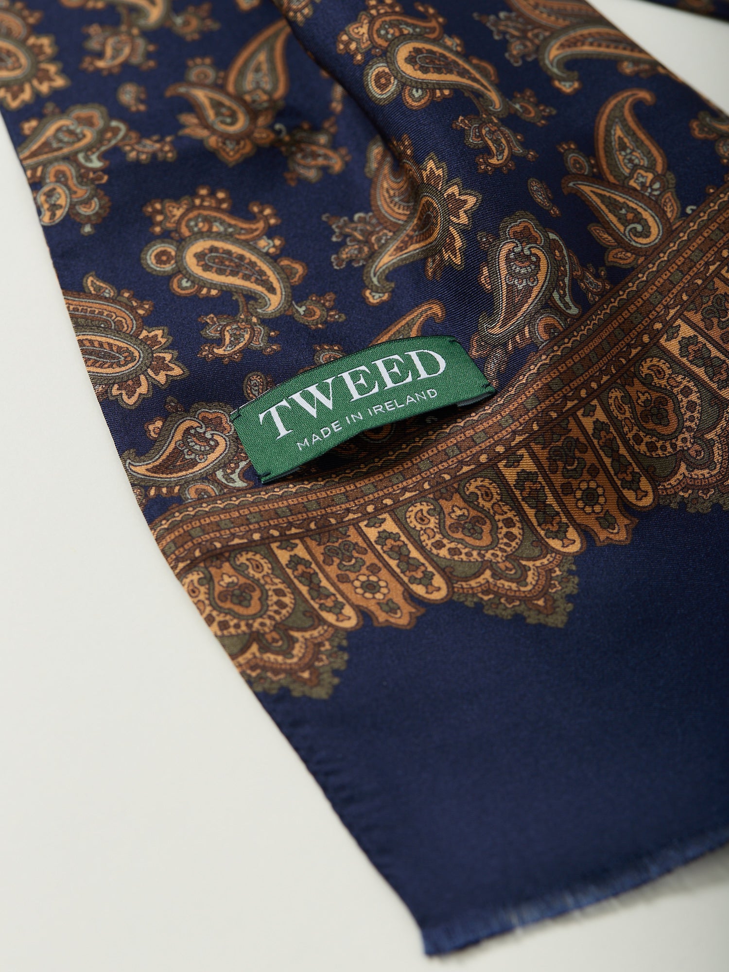 Paisley Print Silk Dress Scarf Navy
