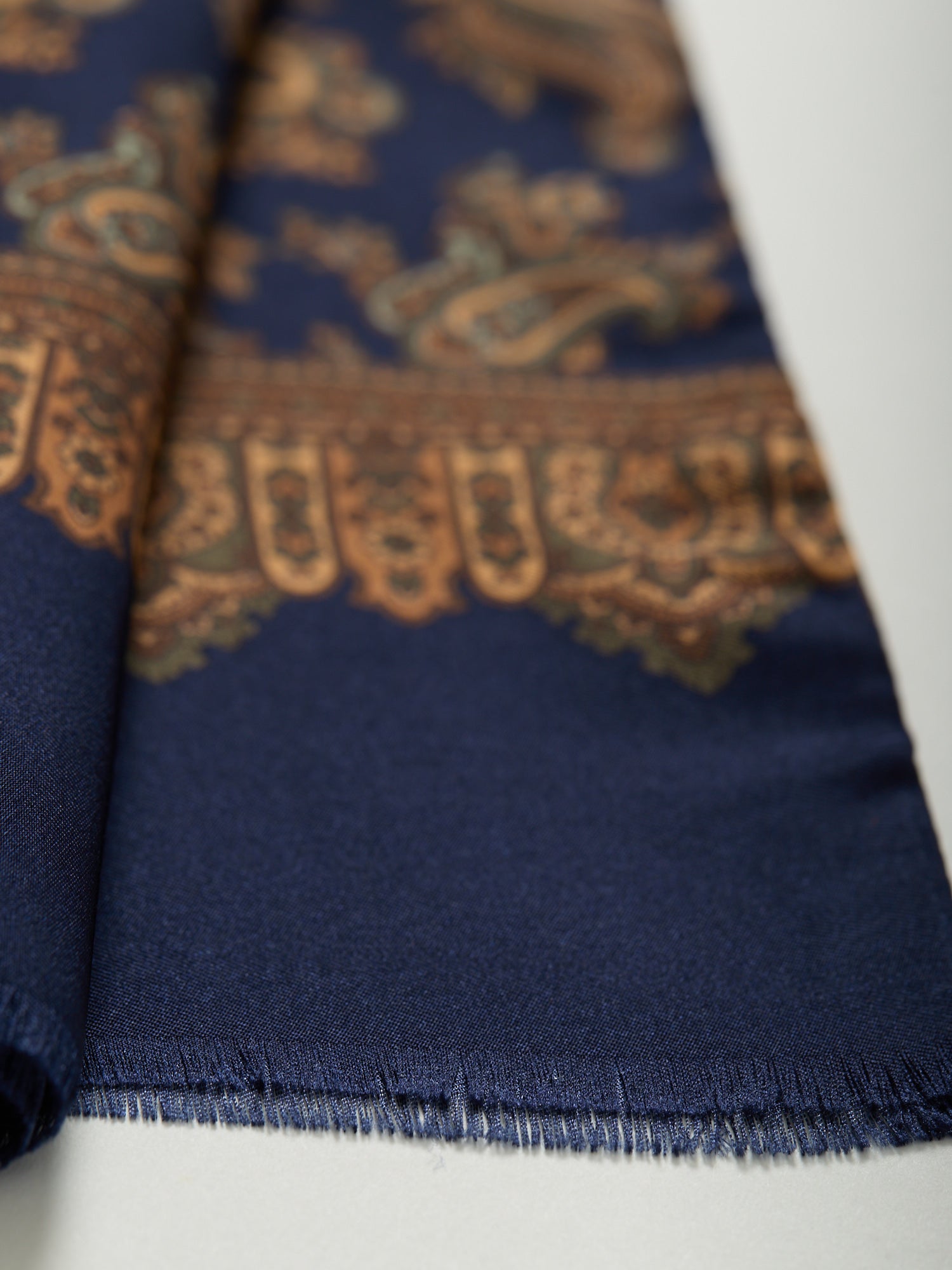 Paisley Print Silk Dress Scarf Navy