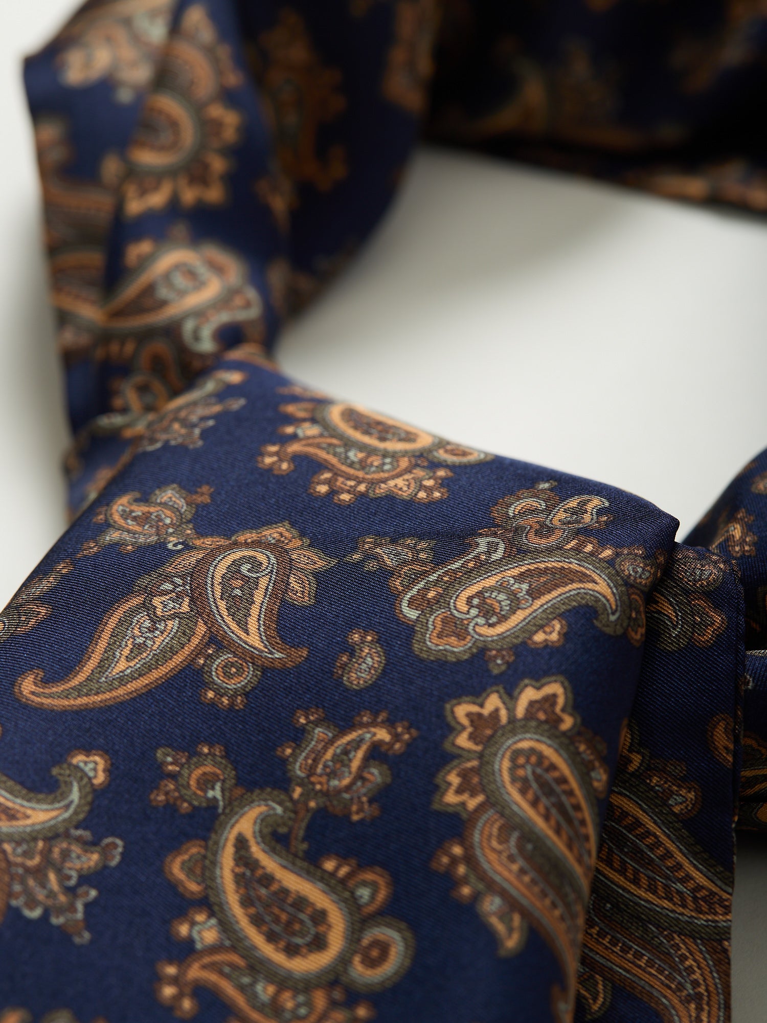 Paisley Print Silk Dress Scarf Navy