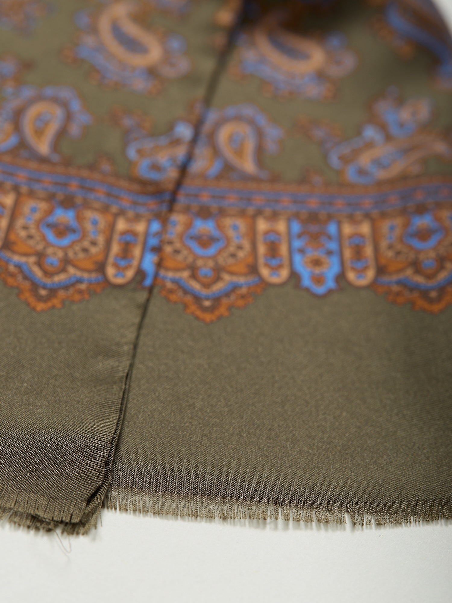 Paisley Print Silk Dress Scarf Olive
